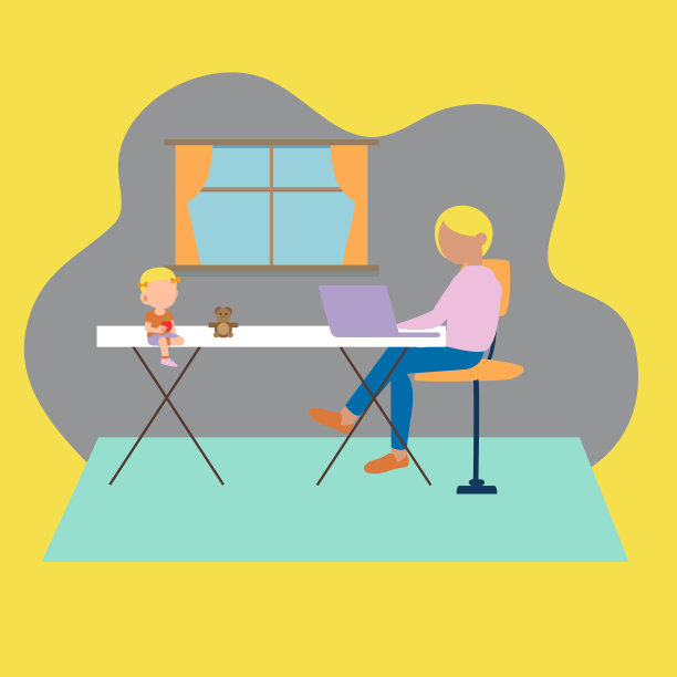 母亲在家办公矢量图片下载