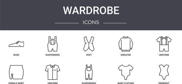 衣柜概念线图标集包含图标图片下载