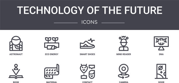 科技未来概念线图标集图片下载