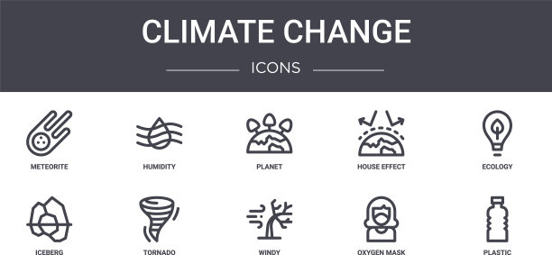 气候变化概念线图标集包含图片下载