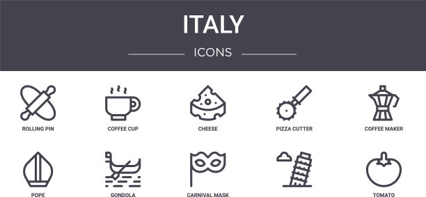 意大利概念线图标集包含图标图片下载