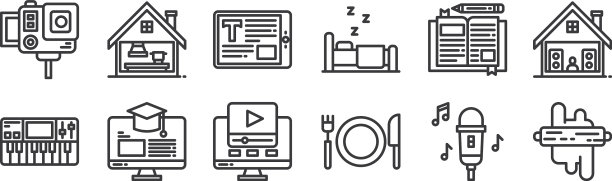 12 .设置线性待在家里的图标细轮廓图片下载