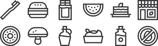 12设置线性素食图标瘦轮廓图标图片下载