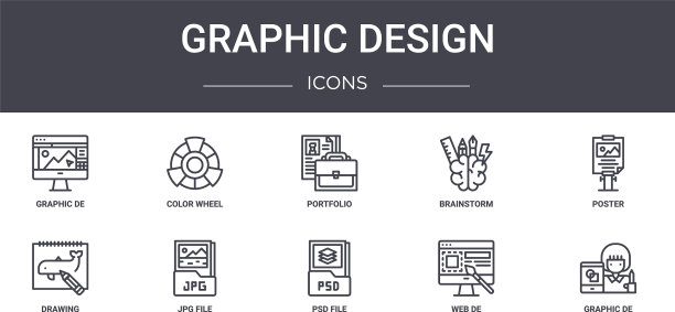 平面设计概念线包含图标集图片下载