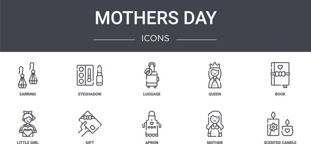 母亲节概念线图标集包含图标图片下载