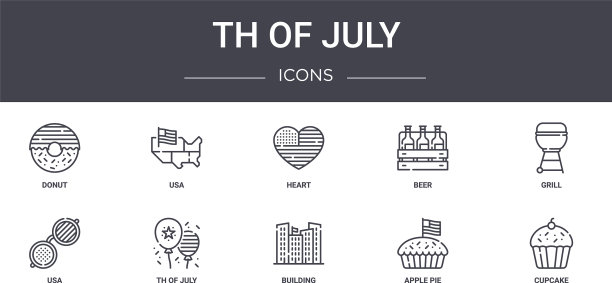 7月概念线图标集包含图标图片下载