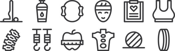 12套线性普拉提图标瘦轮廓图标图片下载