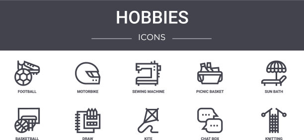 爱好概念线图标集包含图标图片下载