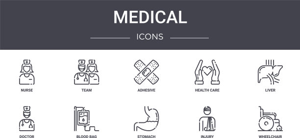 医疗概念线图标集包含图标图片下载
