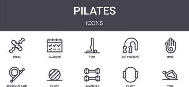 普拉提概念线图标集包含图标图片下载