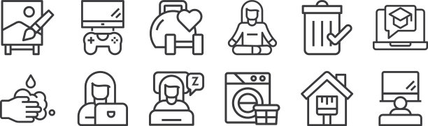 12 .设置线性待在家里的图标细轮廓图片下载