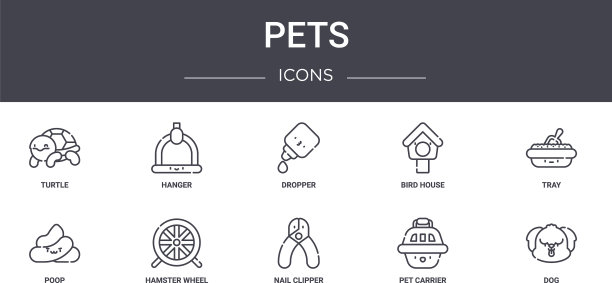宠物概念线图标集包含图标可用图片下载