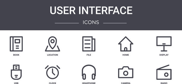 用户界面概念线图标集包含图片下载