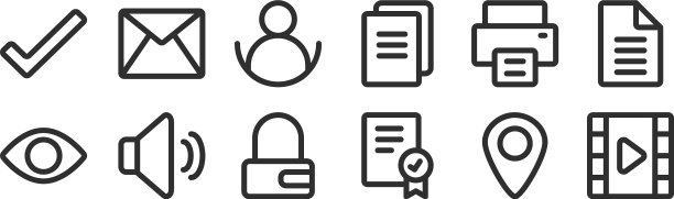 设置12瘦轮廓图标，如视频剪辑图片下载