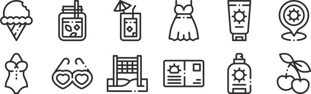 设置12个薄轮廓图标，如樱桃图片下载