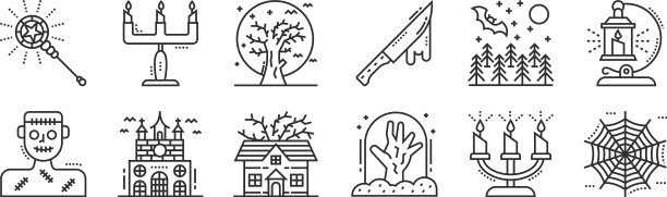 设置12个细长轮廓图标，如蜘蛛网图片下载