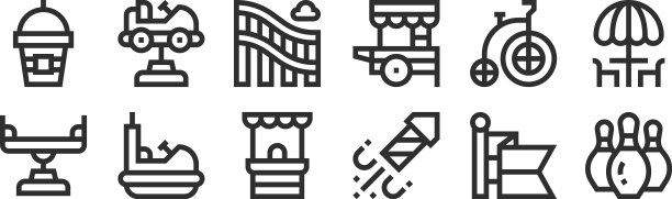 设置12个薄轮廓图标，如保龄球图片下载