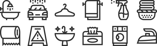 设置12个薄轮廓图标，如铁纸巾图片下载