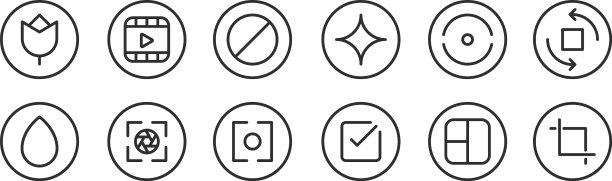 设置12个细轮廓图标，如裁剪检查图片下载