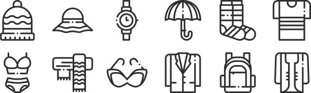 设置12个薄轮廓图标，如开衫图片下载