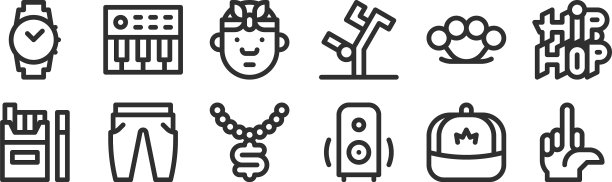 设置12个薄轮廓图标，如中间图片下载