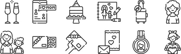 设置12个细轮廓图标，如小女孩图片下载