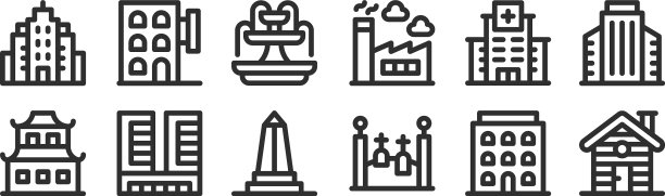 设置12个细轮廓图标，如木屋图片下载