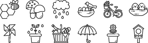 设置12个细轮廓图标，如鸟屋图片下载