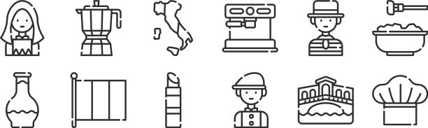 设置12个瘦轮廓图标，如厨师图片下载