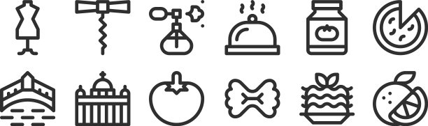 设置12个薄轮廓图标，如橙色意面图片下载