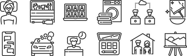 设置12薄轮廓图标，如油漆画布图片下载