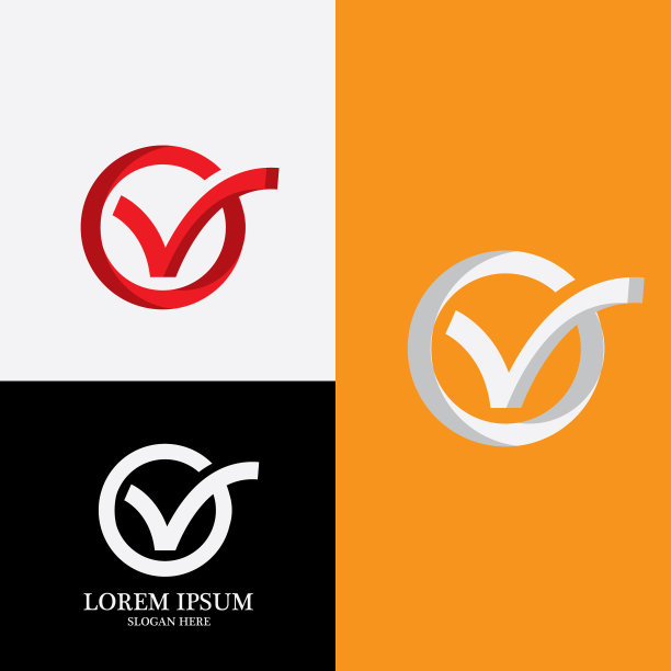 复选标记V字母Logo模板图片下载