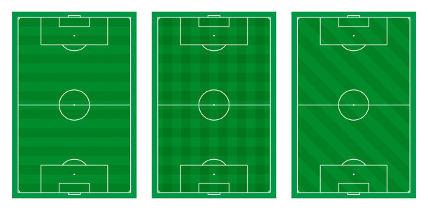 足球场标线采用不同类型的草地，足球场顶视图。为积极娱乐而设的运动场。向量图片下载