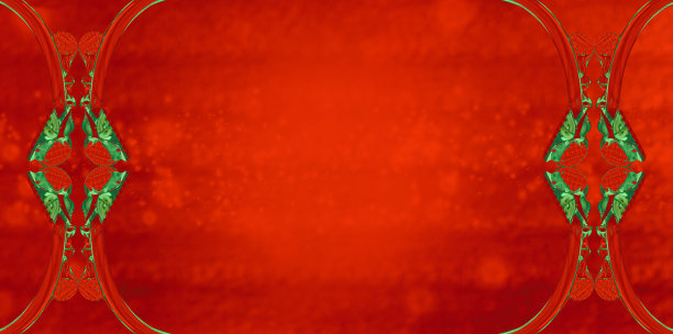 玻璃图与绿色元素在红色模糊背景与粒子图片下载