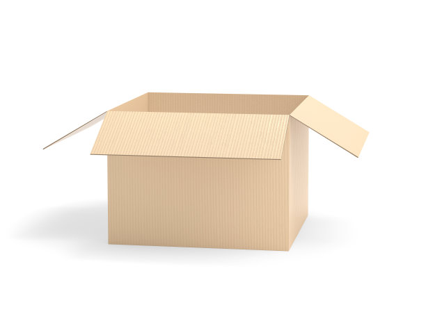 开放的棕色纸箱。空盒子图片下载