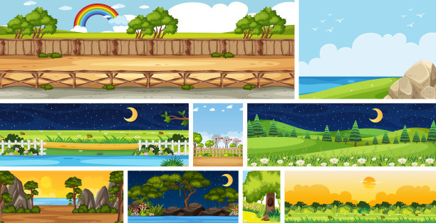 垂直设置不同的自然场所场景图片下载