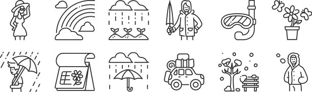 设置12个薄轮廓图标，如冬天图片下载