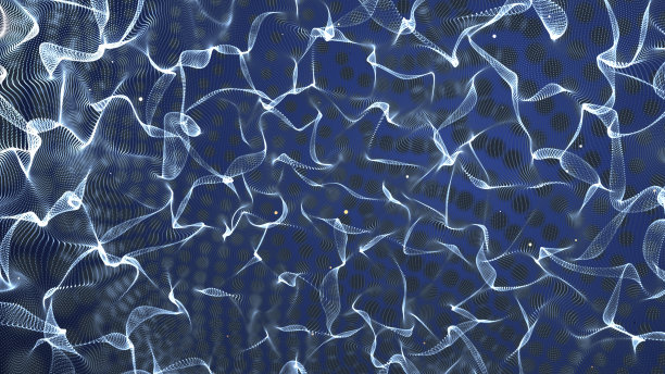 未来粒子波在抽象背景上的3d渲染。图片下载