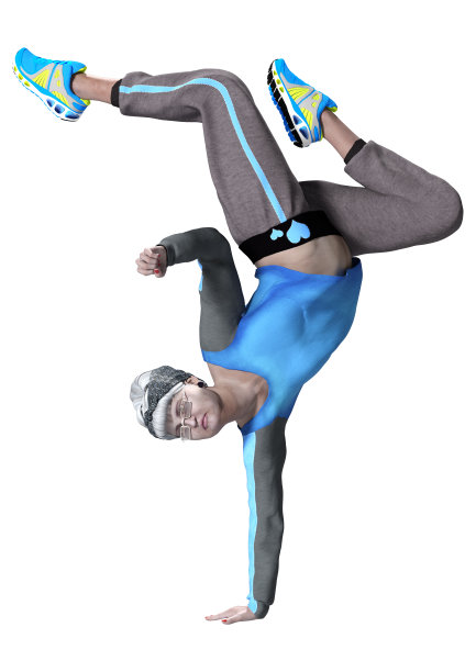 3D插图高级女人跳舞在白色图片下载