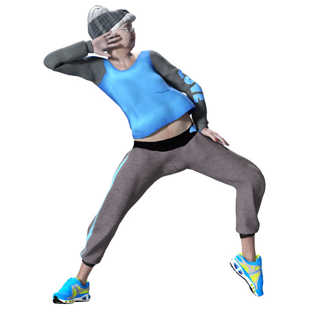 3D插图高级女人跳舞在白色图片下载