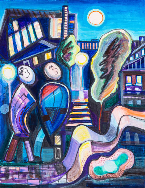 晚上，抽象画图片下载