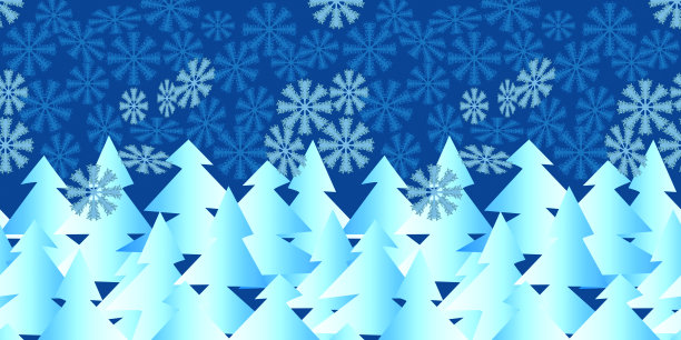 杉树与雪花图案无缝衔接。图片下载