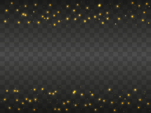 在透明背景上发光的光。发光的粒子，神奇的发光。闪闪发光的光。矢量图图片下载