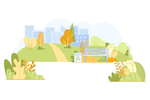 平面旗帜，单调的城市景观公园。图片下载