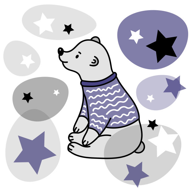 穿着蓝色夹克的白熊角色向量。图片下载