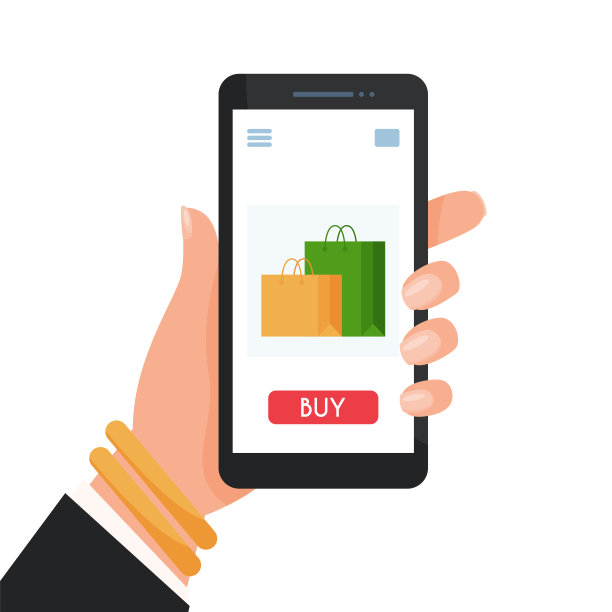 手持智能手机的女人。在线购物。图片下载