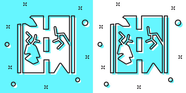 黑线破碎的道路图标孤立在绿色和白色的背景。随机动态形状。向量图片下载