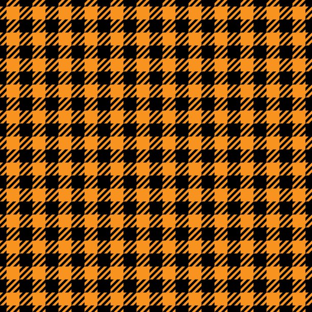 黑色和橙色犬齿无缝图案图片下载