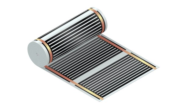 真实的矢量插图地板下加热辊隔离在白色背景。红外线地暖系统矢量图标在平面卡通风格。三维等距地板采暖辊矢量插图图片下载