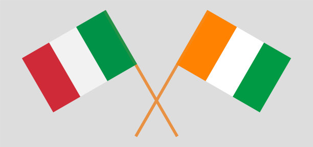 意大利和科特迪瓦共和国国旗交叉图片下载
